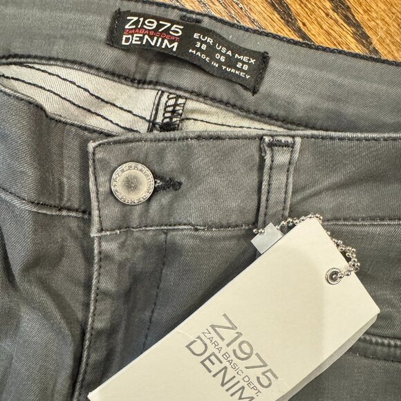 NWT Zara Z195 Denim Grey jeans with zipper detail - Size 38 / 6 - Picture 3 of 3